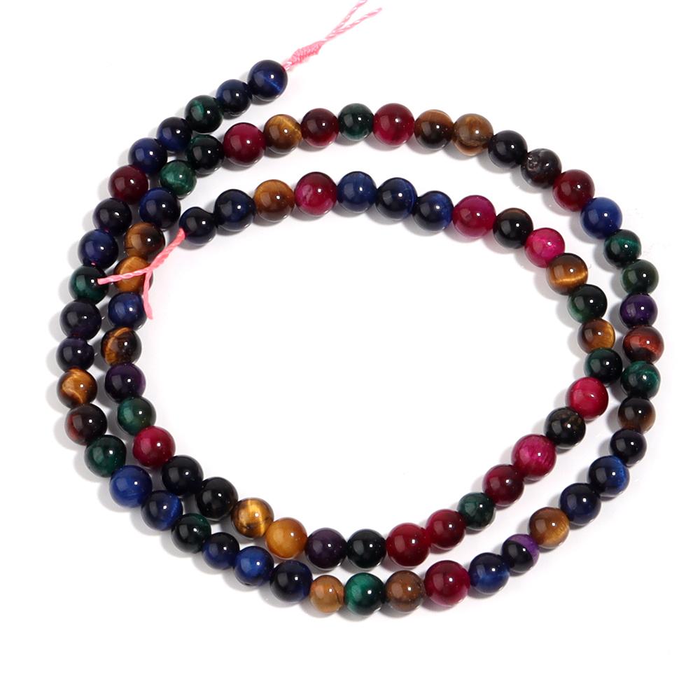 1 Strand Natural Tiger Eye Stone Beads Multicolor Round Loose Spacer Beads 4-12mm for Jewelry Making DIY Bracelet Accessories