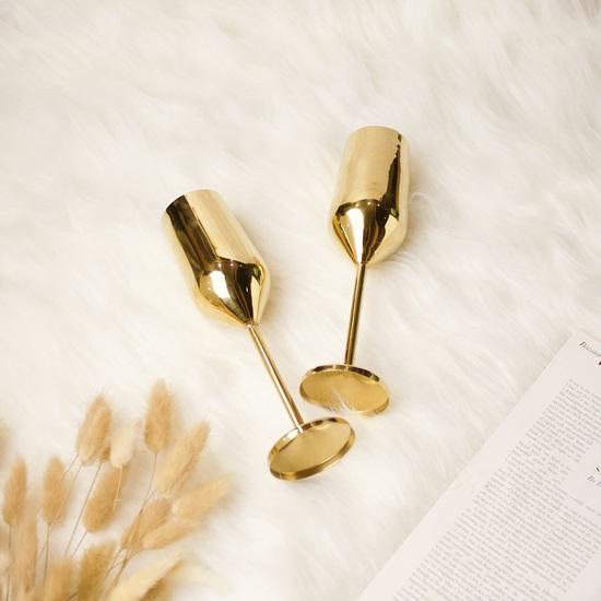 Set of 2 Shiny Gold Champagne Glasses Birthday Anniversary Gift Couple Gift Special Occasion