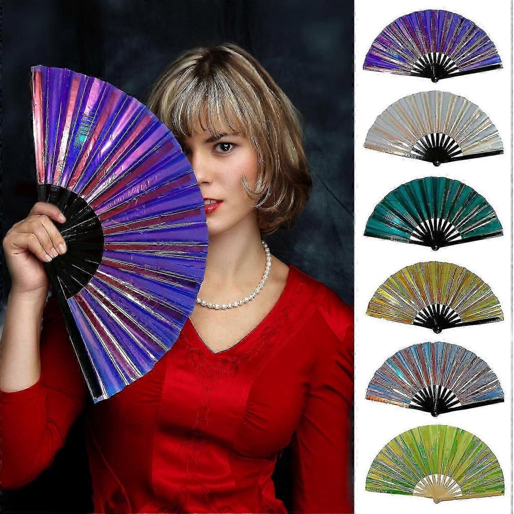 10 Inch Folding Fan Bright Color Hand Rave Fan Festival Renaissance Party Bamboo Party Decorative