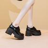 Brogue Women's Shoes 9cm Thick-soled Lace-up Loafers Female Comfortable and Height-enhancing Women High Heels