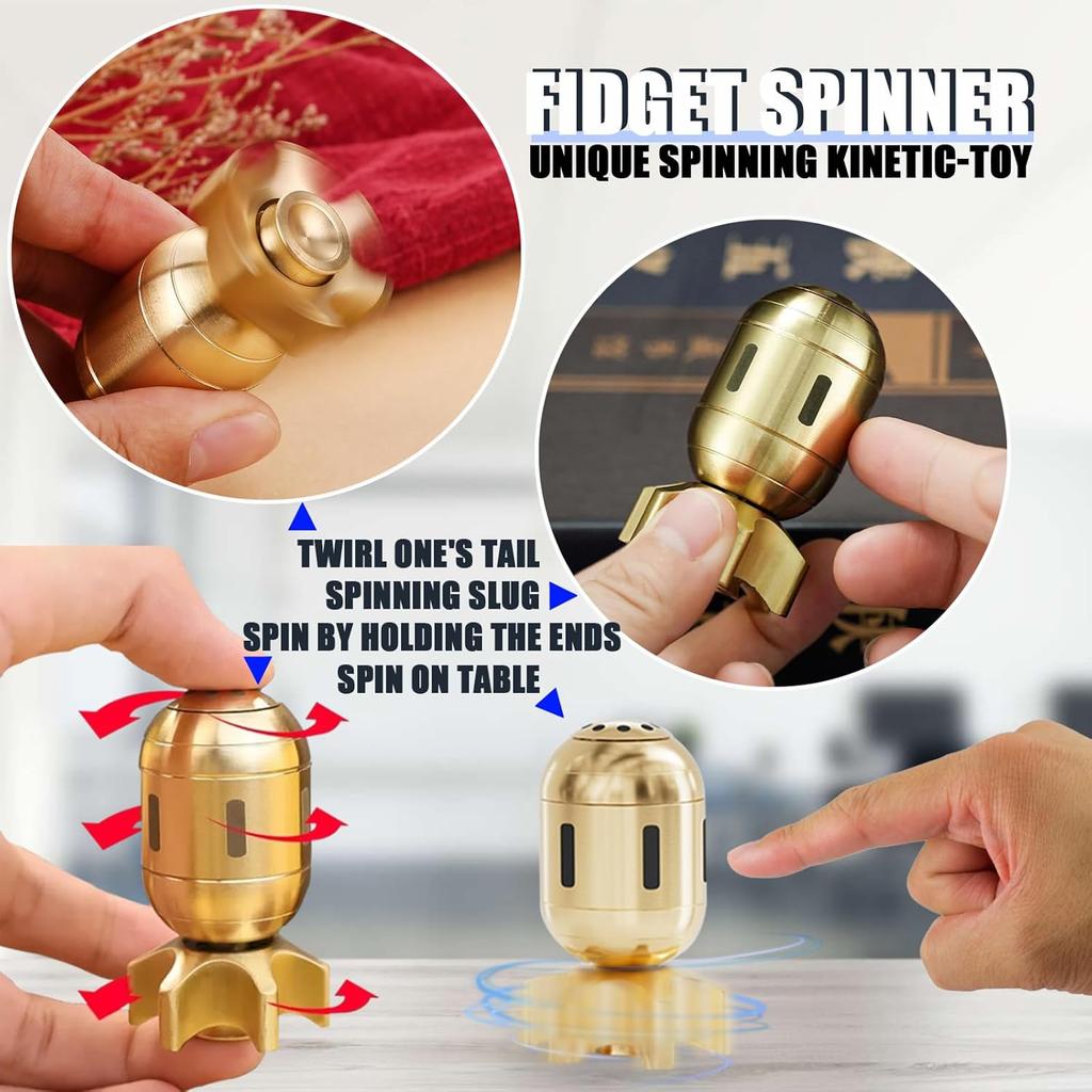 Fidget Spinner-Desk Toys, Metal Fidget Spinners, Fidget Toys, Cool Gadgets, ADHD Stress Relief EDC Finger Spinning Toy,Brass Atomic Bomb Sculpture