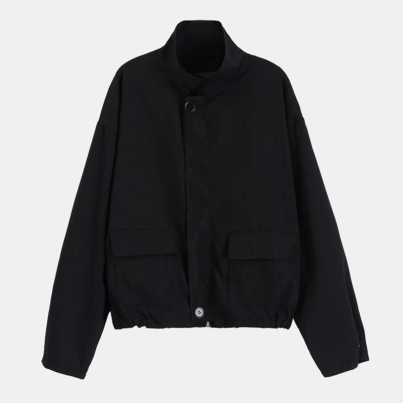 

Женская свободная однотонная куртка с застежкой-молнией и длинным рукавом, защита от солнца One Size чёрный