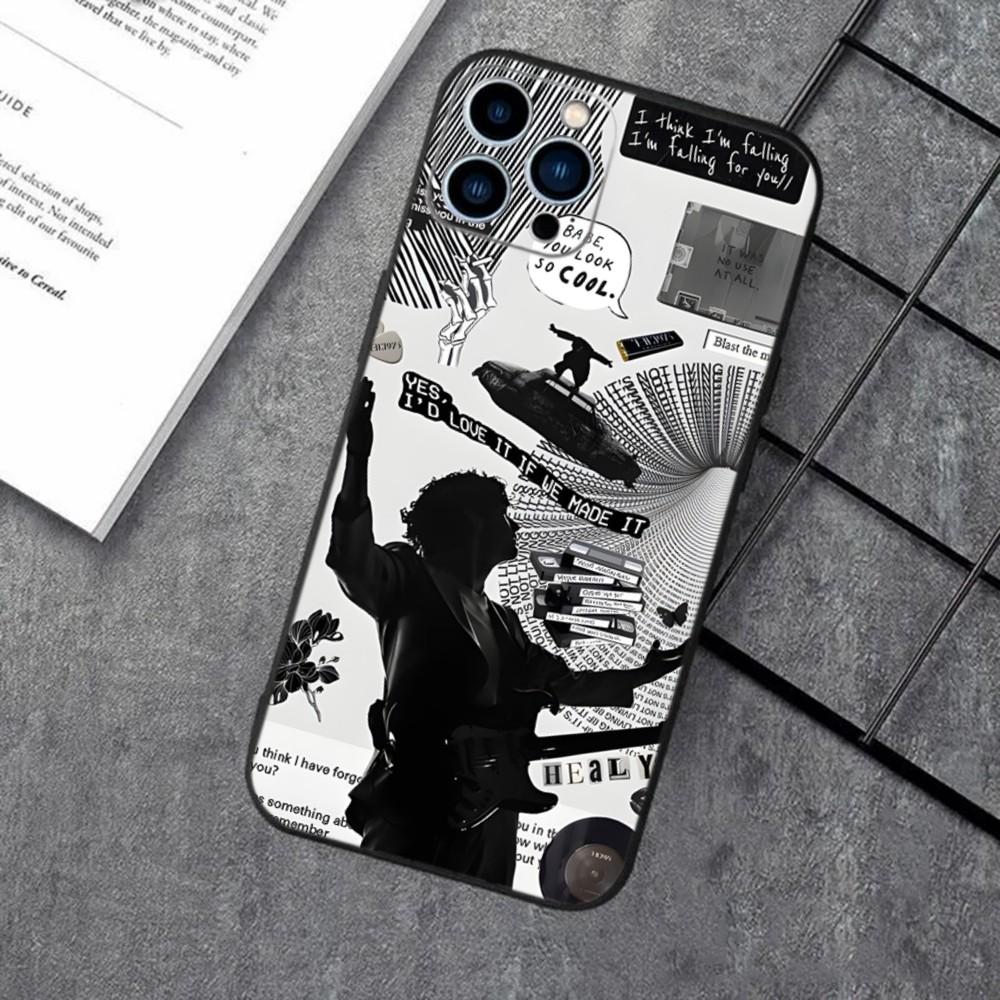The 1975 Band Rock Phone Case For Apple iPhone 15,14,13,12,11,XS,XR,X,8,7,Pro,Max,Plus,mini Silicone Black Cover