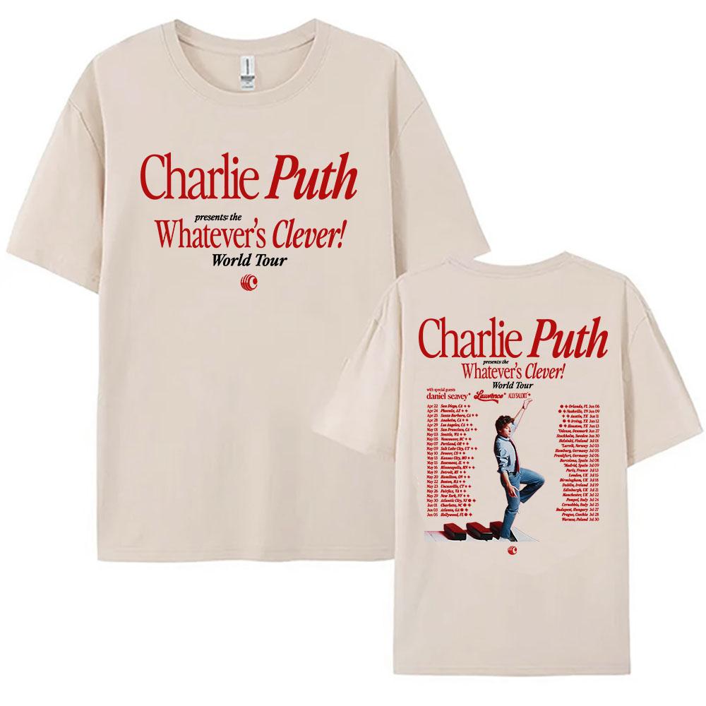 Charlie Puth Whatever's Clever! World Tour 2026 T-shirt Summer Short Sleeve Cotton O-neck Tshirts Unisex Streetwear Graphic Tees