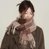 Women's Striped Plaid Imitation Cashmere Scarf - Warm, Thick for Autumn & Winter