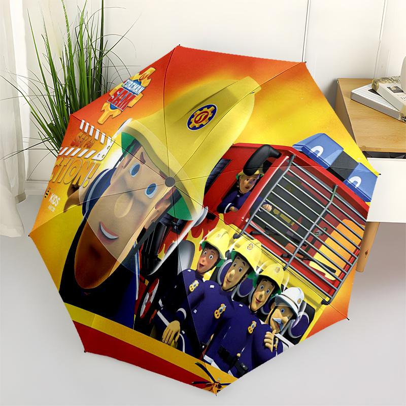 

Fireman Fire trucks Themed Travel Umbrella 8 Ribs Automatic Opening and Closing,Portable Folding Design,Compact and Stylish Umbrella Suita