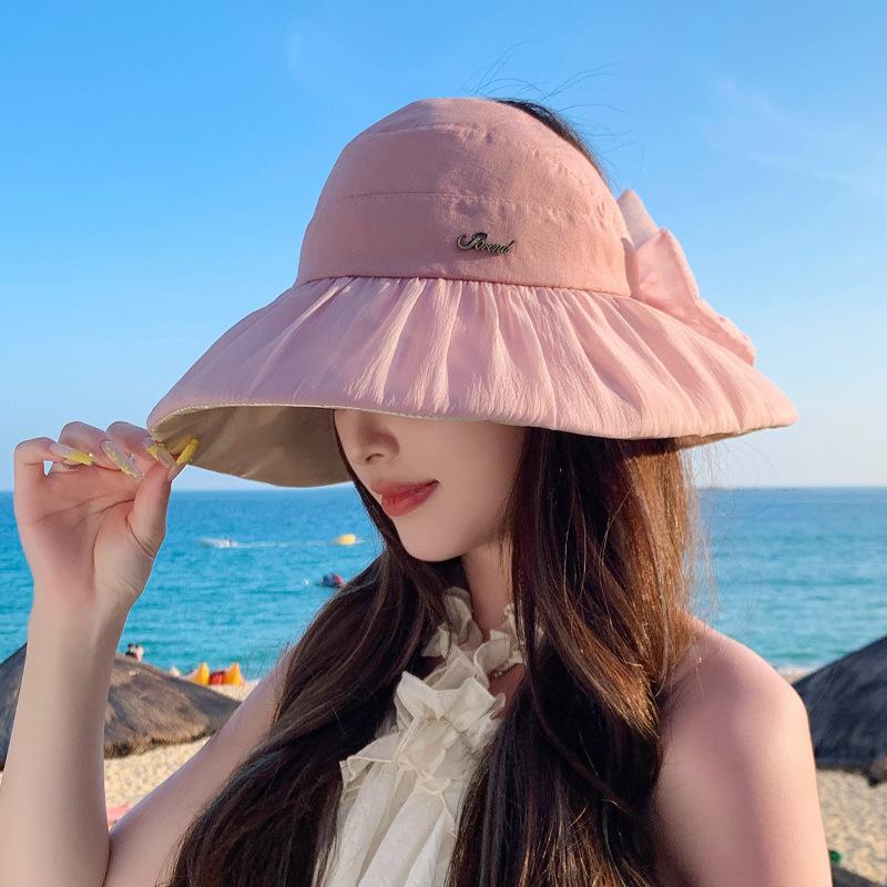 Summer color glue big brim sunscreen hat fashion versatile bucket hat outdoor cycling shade empty top hat children