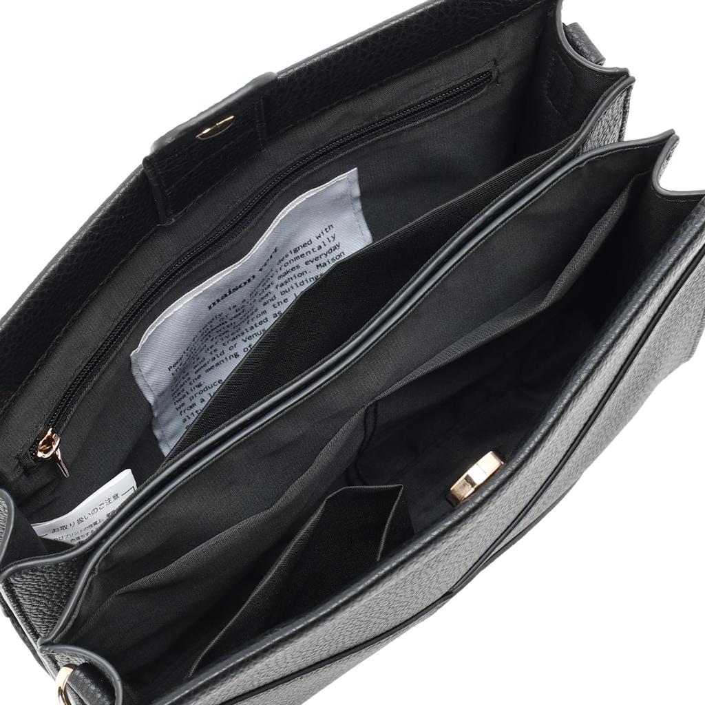 Maison Vert Square Mini Shoulder Bag, Lightweight Shrink Faux Leather, Women's, Black (10)
