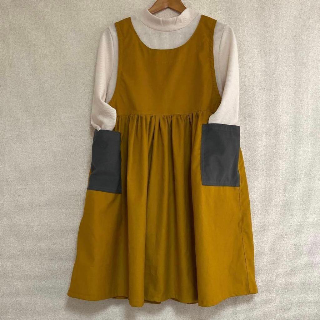 Used [Limited 1st] Handmade ladies apron dress fine ribbed corduroy