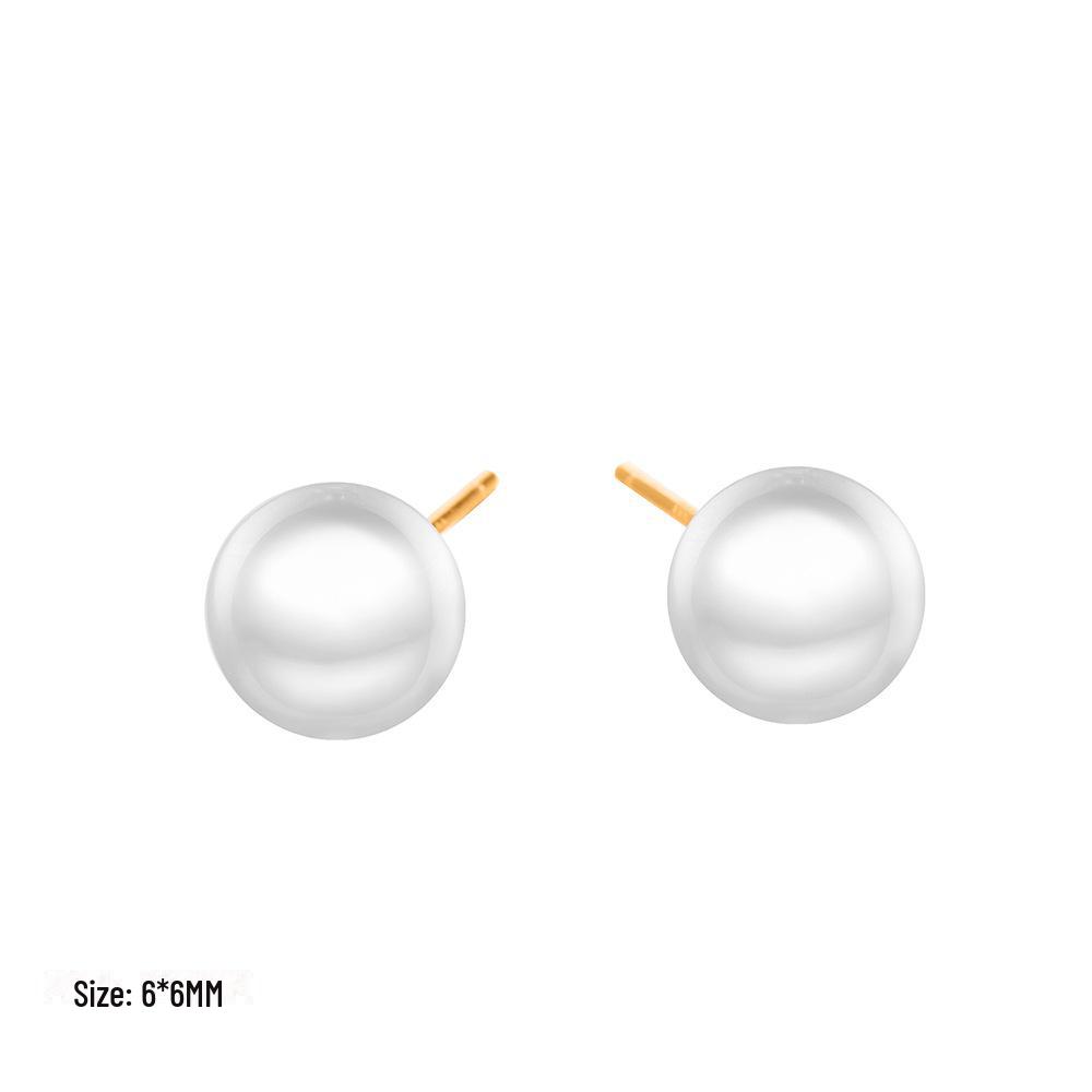 eManco Korean Simple Imitation Pearl Earrings, 4/6/8mm, Stainless Steel Gold-Plated