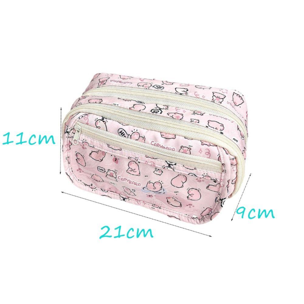 Pink Capibara Pencil Case Large Capacity Storage Bag Multi Functional Stationery Bag  Students