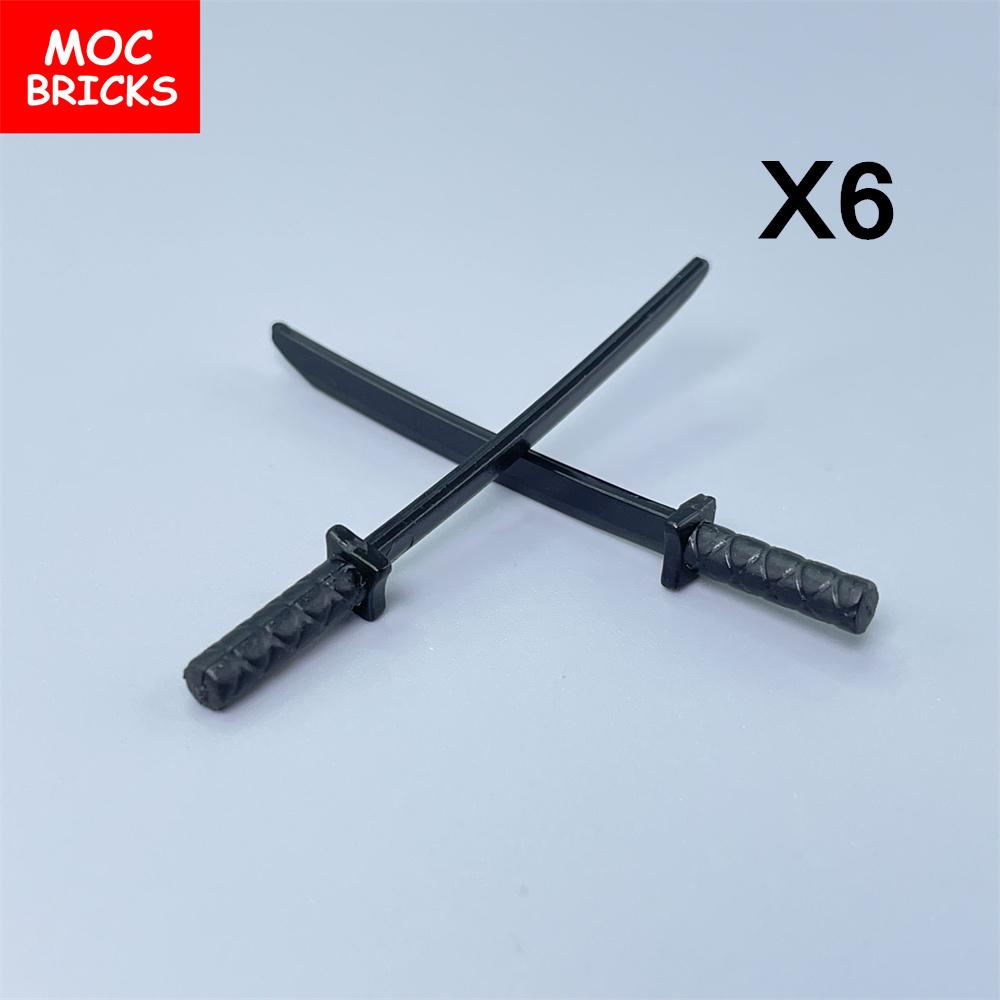 12pcs/lot MOC Bricks Katana Sword Ninja 21459 30173 Accessory Assembled Building Blocks Toys Kids Gift Plastic Dolls