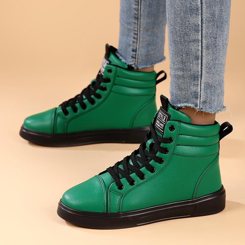 Fashion Spring Fashion Red Men's Sneakers High Top Skateboarding Shoes for Men Casual Shoes Unisex Waterproof Leather Sneakers for Women