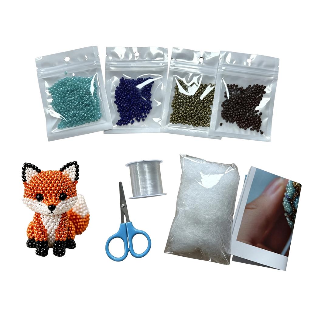 DIY Tier-Perlen Bastelset mit verschiedenen Perlen, Anleitung, Schere, Faden und Füllmaterial für handgefertigten Perlen-Schmuck und Kunstprojekte