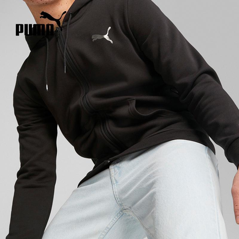 PUMA Back Letter Print Full Zip Hoodie Men Tops Black 678377-01