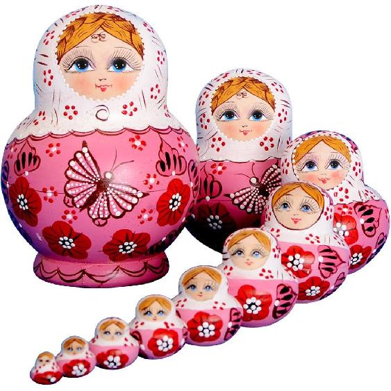 10 шт. Русские Матрешки Matryoshka ручная работа01071