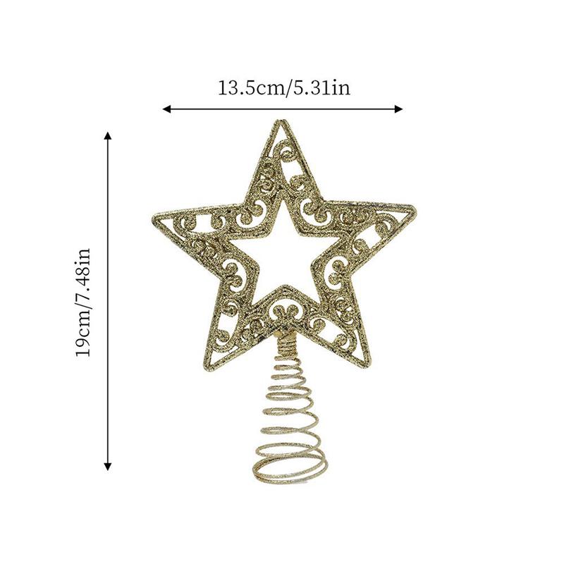 Christmas Tree Topper Decoration Five-Pointed Star Xmas Tree Decor Gold Silver Star for Home Party Decor 2025 New Year Gift