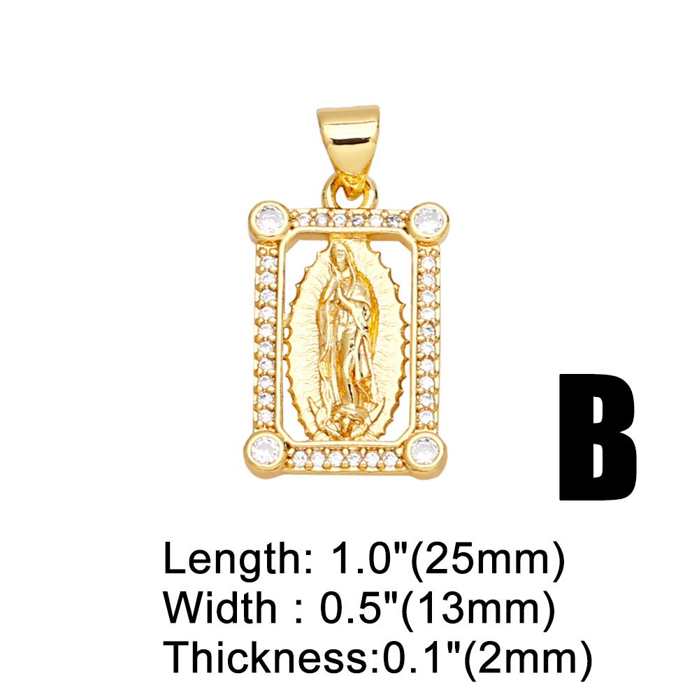 OCESRIO White Crystal Virgin Mary Pendant for Necklace Copper Gold Plated Heart Water Drop Amulet Jewelry Making Supply Pdtb067