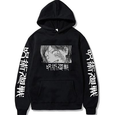 Fashion Anime Jujutsu Kaisen Kugisaki Nobara Hoodies Cool Cartoon Black And White Print Harajuku Streetwear Casual Sweatshirts