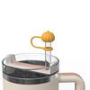 5Pcs Large Bore Silicone Straw Hat Cute Poop Pumpkin Design Dustproof Reusable 0.4 Inch Diameter Straw Hat