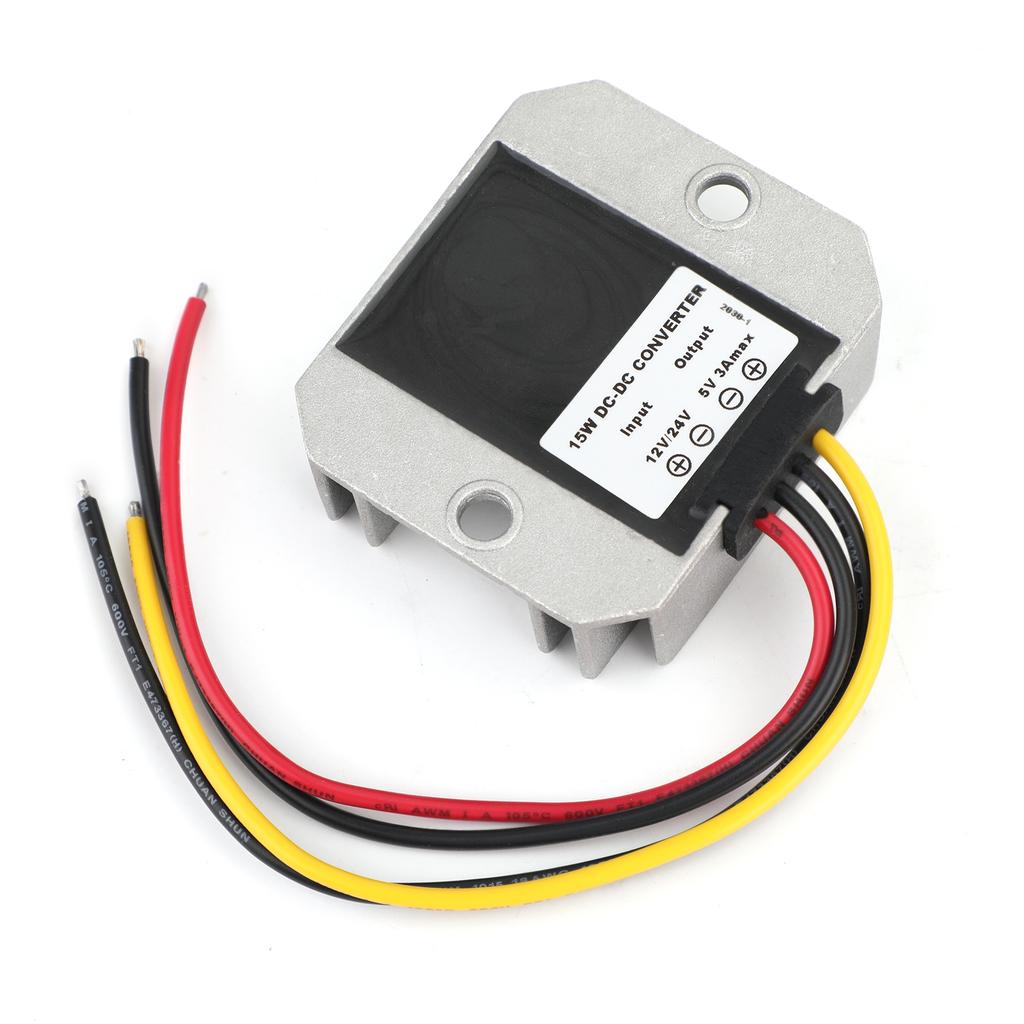 Areyourshop WaterProof 12V/24V To 5V 3A 15W Step Down DC/DC Power Converter Regulator