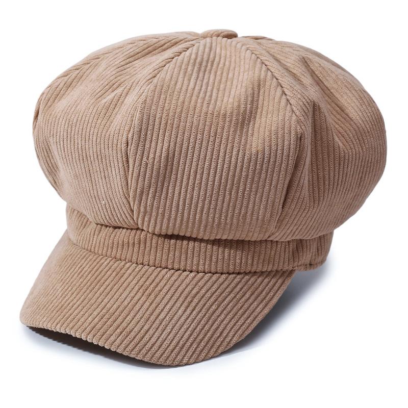 Festő sapka nyolcszögletű sapka pamut utazó tavaszi és őszi khaki sapka baseball sapka barett női és női hírnök sapkák M（56-58cm） beige