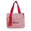 Striped Canvas Tote Bag with Zippered Outer Pocket – Versatile, Large-Capacity Bag for Women As Lunch, Mummy, or Work Bag