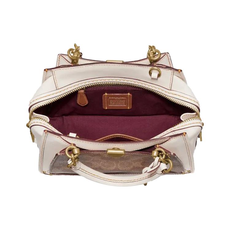 COACH Dreamer Canvas With Calfskin Portable Crossbody Bag, Shoulder Bag Small Women's White & Light Brown 54117-B4NQ5