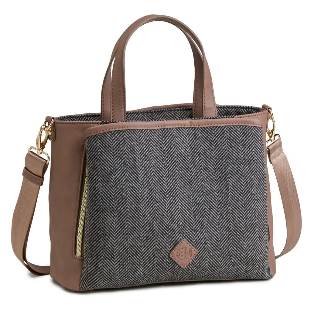 

Shoulder Bag Tote Tweed Faux Leather Bag 2way [Pragma] Women s Autumn/Winter Bag… (Gray) сірий колір