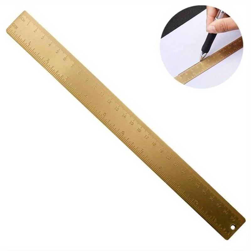 

30cm / 11.81in Brass Vintage Straight Ruler for Line Drawing Metal Copper Measuring Tool for Woodworking. Yellow