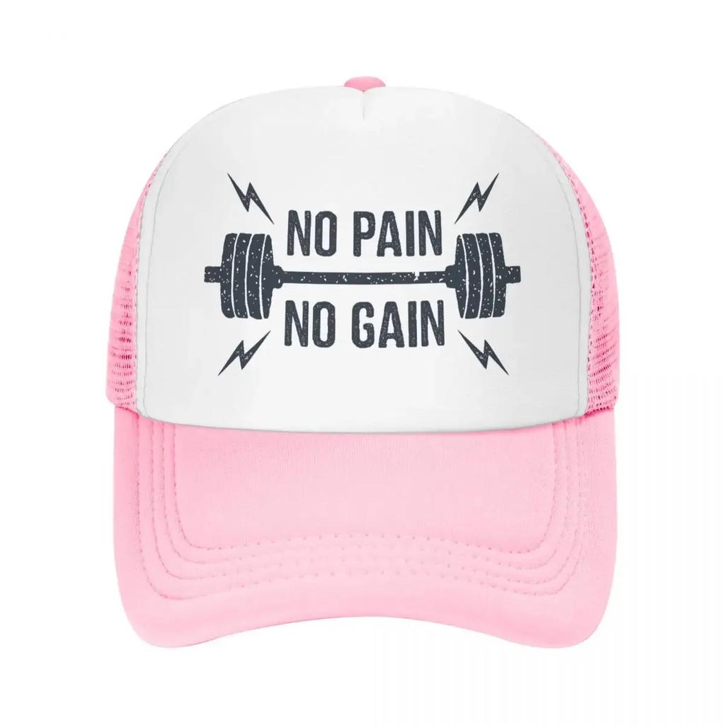 Custom No Pain No Gain Gym Motivational Quote Trucker Hat Adult Bodybuilding Workout Adjustable Baseball Cap Sports Trucker Cap