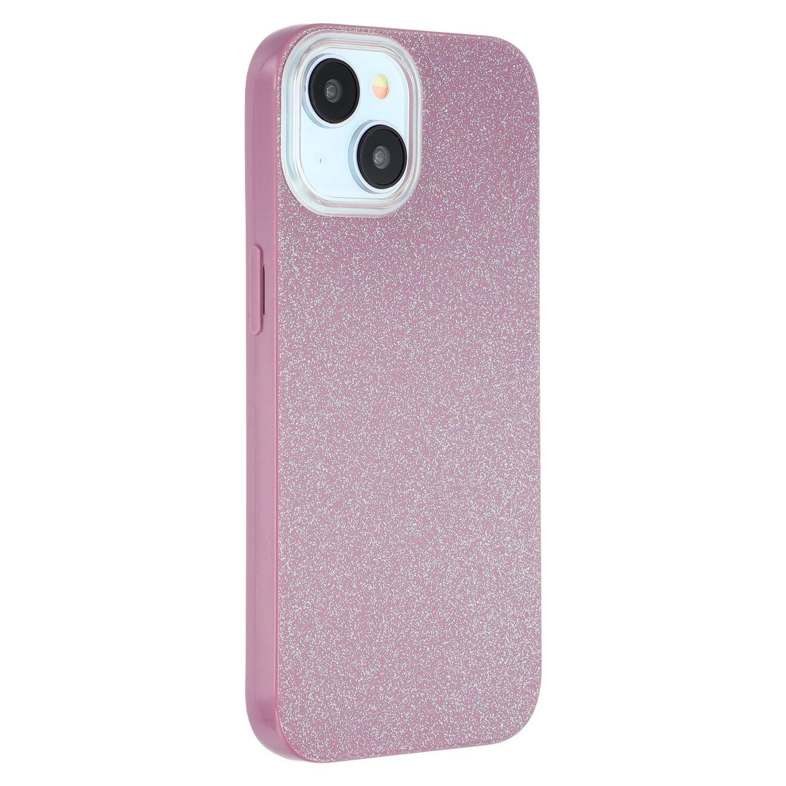 

For iPhone 15 Case IMD Glitter TPU Phone Cover Large Camera Cutout Purple