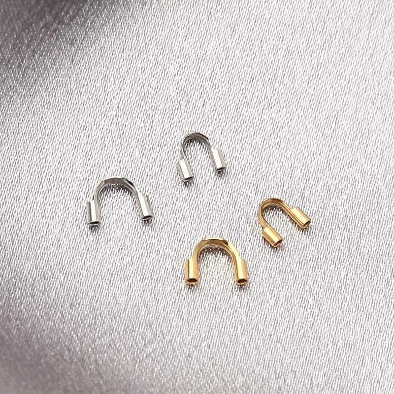 100pcs Stainless Steel Wire Protectors Wire Guard Guardian Protectors Loops U Shape Clasps Connectors For DIY Jewelry Making