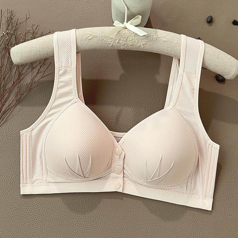 חזייה ללא ברזלים עם סגירה קדמית: מרים ותומך בשומן צדדי - תחתונים נוחים לשינה לנשים בגיל הביניים ומבוגרות