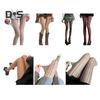 Women Pantyhose Hollow Out Patchwork Fishnet Ultra-thin See-through High Elasticity Anti-slip Solid Color Commute Dating Party Mini Skirt Matching