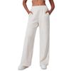 Womens High-Waisted Wide-Leg Casual Trousers Loose Fit Thick Winter Pant With Elastic Waist