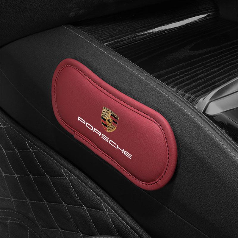 1Pcs Leather Car Pillow Car Knee Pad Elastic Memory Foam Leg Pad For Porsche 911 918 928 944 968 Boxster Cayenne Macan Panamera