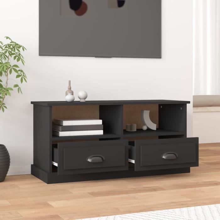 VidaXL Meuble TV noir 93x35,5x45 cm bois d'ingénierie 816465