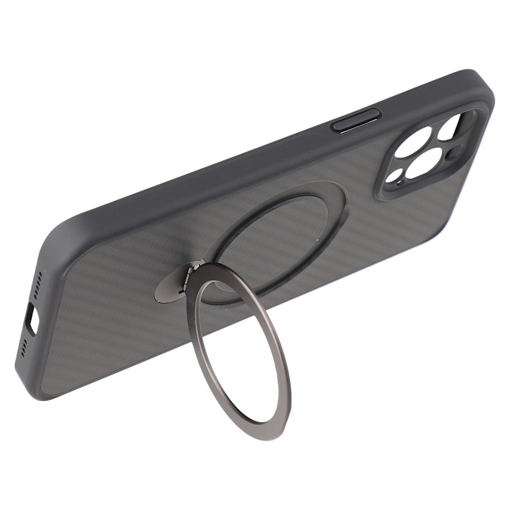 For iPhone 12 Pro Max Case Compatible with MagSafe Kickstand TPU+PC Phone Cover Carbon Fiber Texture