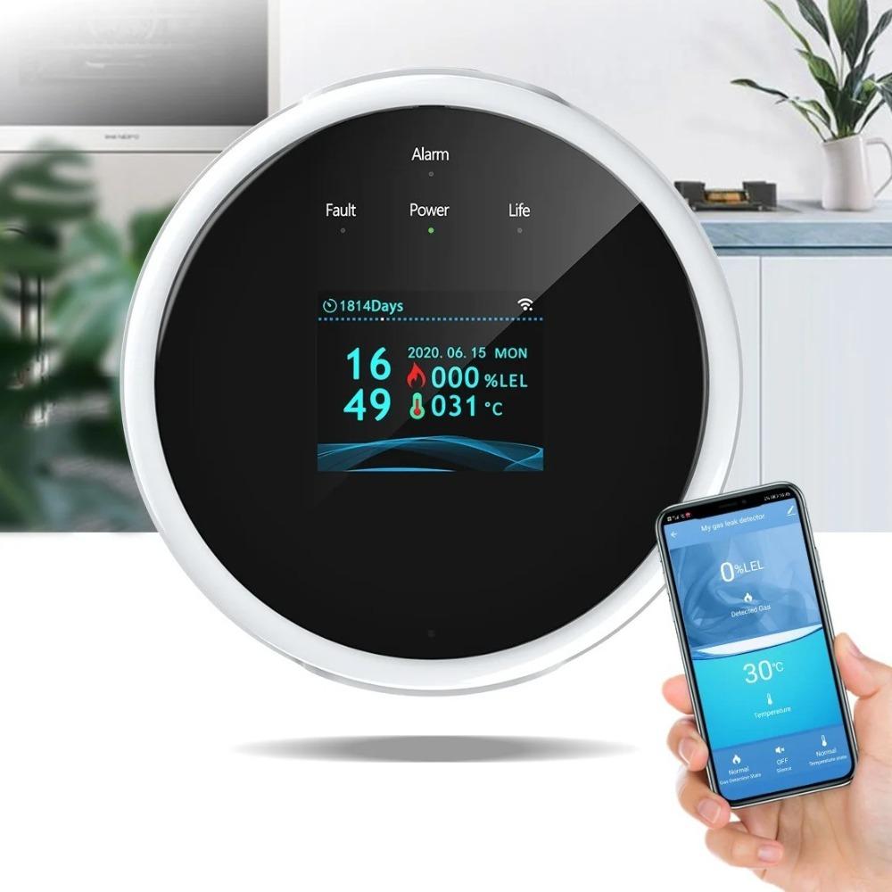 

Digital LED Natural Gas Leakage Detector Temperature Display Gas Alarm Kitchen Style A