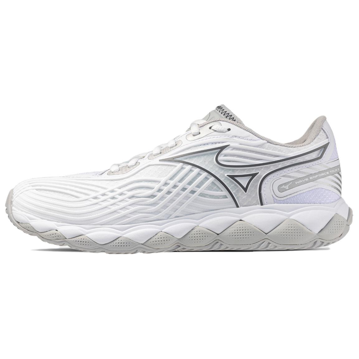 

Mizuno Wave Enforce Tour 2 Comfortable Fit Shock Absorption Durable Low-Top Tennis Shoes Women sneaker White Silver-Gray 61GA260103 36
