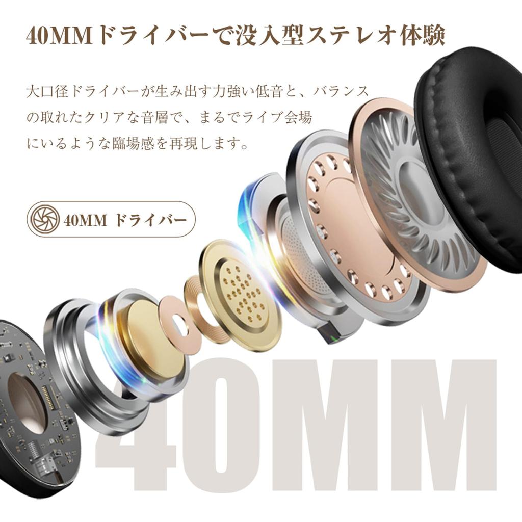 Meisei Shop Bluetooth microSD Card HiFi Sound Up To 23 Hours Continuous Simultaneous Connection To 2 Compatible with Black 6.1 Headphones, Over-Ear
