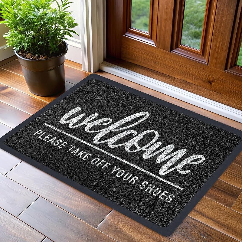 Welcome Door Mat Funny Front Door Mat Outside Indoor Entrance 30 x17.5 Inch Non Slip Floor Doormat Easy to Clean Christmas Black Doormat for Entry