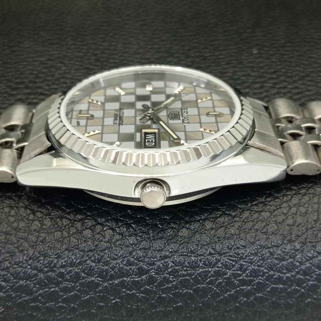 REFURBISHED SEIKO 5 AUTOMATIC MENS WATCH JAPAN MADE GREY DIAL CUSTOM a440031-2 QV90-a440031