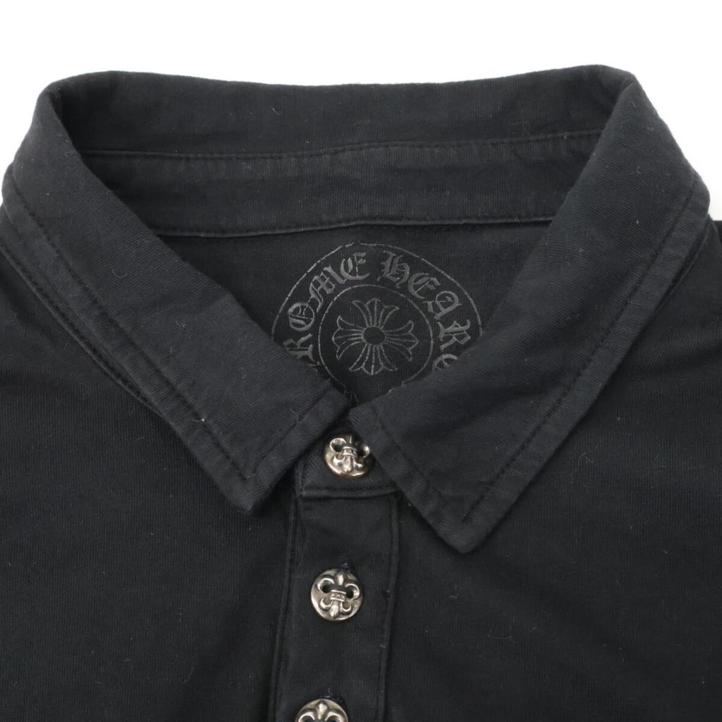 CHROME HEARTS CH POLO L/S BS Flare RS3 Print Long Sleeve Polo Shirt Tops S blackUsed