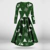Women's Casual And Fashionable Christmas Printed Long Sleeved V-neck Sexy Dress