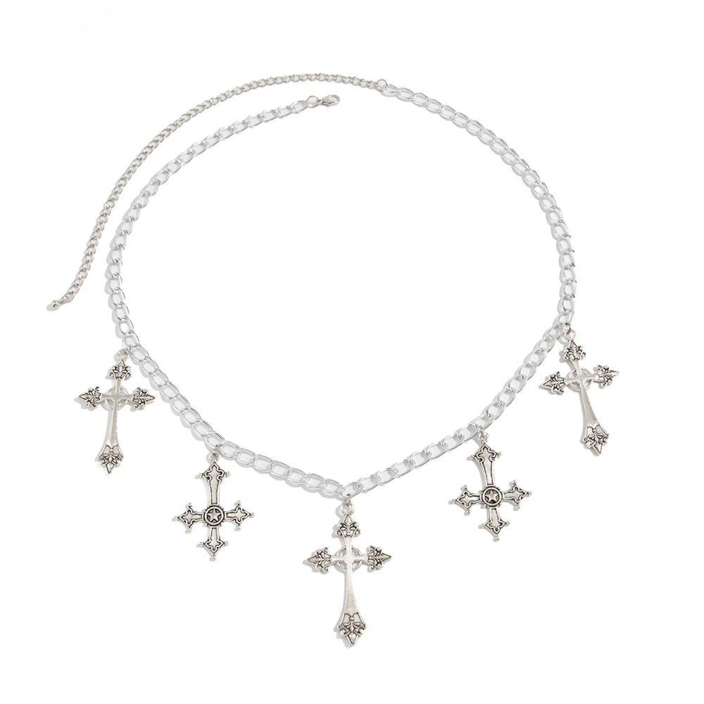 Temperament Hollowing Cross Waist Chain Y2K Multi-layer Body Chain Punk Waist Chain  Nightclub Wear