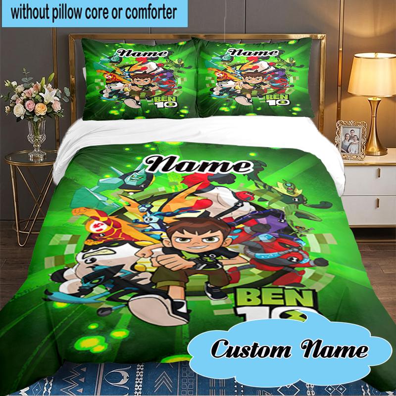 Custom Name Ben Alien Force Bedding Set 3pcs, Bedding Set Including 1pc Duvet Cover And 2pcs Pillowcases for Bedroom, Dormitory Gift