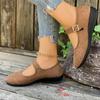 Single Strap Buckle Flat Low Heel Round Toe Women Office Shoes