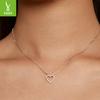 Herzförmige Moissanit-Halskette für Damen, einfache klassische S925 Sterling Silber Schlüsselbeinkette für Freundin